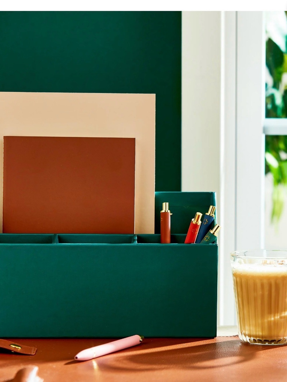 New Pen and Gear Emerald Green Desktop Organizer 4 Compartments